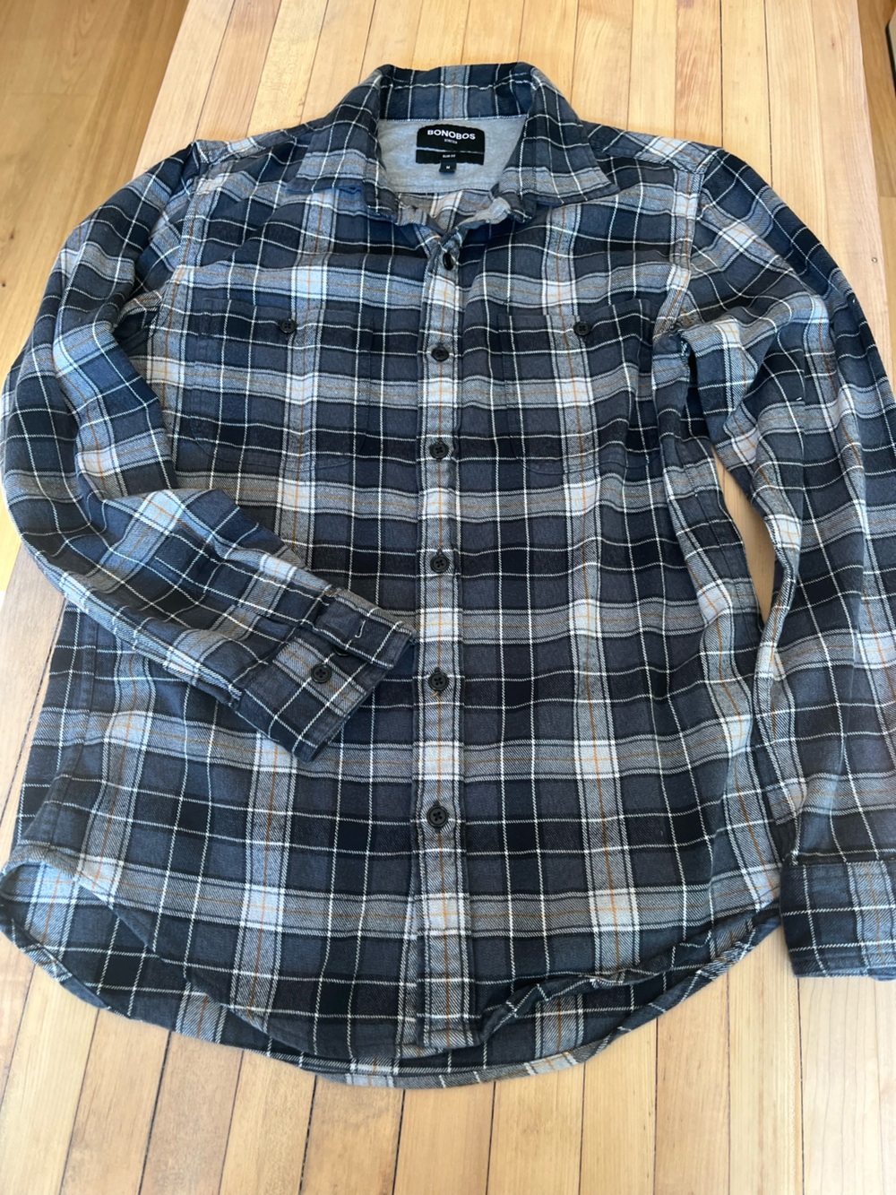 Bonobos slim fit M black plaid flannel